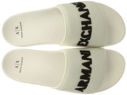 A|X ARMANI EXCHANGE Men's Slip On Sandal Slide, White+Off White, 11