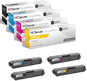 cs compatible toner cartridge replacement brother tn-433 tn-431 tn433 tn431 tn433bk (4 pack kcmy) to use with brother mfc-l8900cdw mfc-l8610cdw hl-l8260cdw hl-l8360cdw hl-l8360cdwt hl-l9310cdw