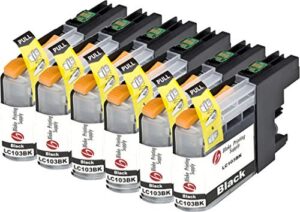 blake printing supply compatible ink cartridge replacement for brother lc101, lc103 (black, 6-pack)