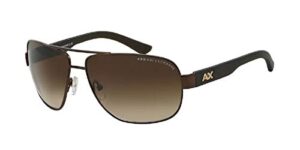 armani exchange ax2012s 605813 62m satin dark brown/dark olive/smoke gradient pilot sunglasses for men+ bundle with designer iwear complimentary care kit