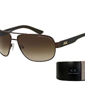 Armani Exchange AX2012S 605813 62M Satin Dark Brown/Dark Olive/Smoke Gradient Pilot Sunglasses For Men+ BUNDLE with Designer iWear Complimentary Care Kit