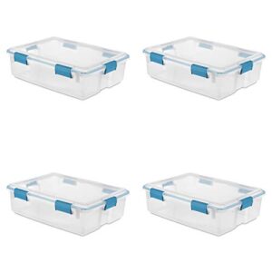 sterilite 37 qt. gasket box plastic, blue aquarium, 4 pack