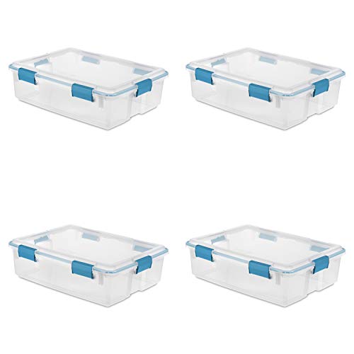 Sterilite 37 Qt. Gasket Box Plastic, Blue Aquarium, 4 Pack