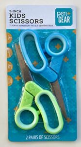 pen + gear 5 inch kids scissors 2 count (blue/green)