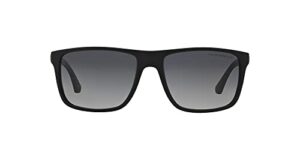 emporio armani men’s ea4033 square sunglasses, black/grey rubber/polarized grey gradient, 56 mm