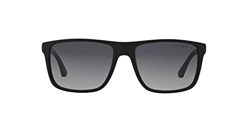 Emporio Armani Men's EA4033 Square Sunglasses, Black/Grey Rubber/Polarized Grey Gradient, 56 mm