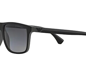 Emporio Armani Men's EA4033 Square Sunglasses, Black/Grey Rubber/Polarized Grey Gradient, 56 mm