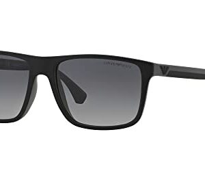 Emporio Armani Men's EA4033 Square Sunglasses, Black/Grey Rubber/Polarized Grey Gradient, 56 mm