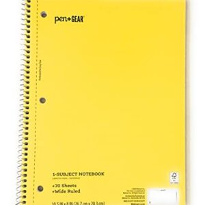 Pen + Gear 1 Subject Notebook, Wide Ruled, 70 Sheets (Yellow & Purple)