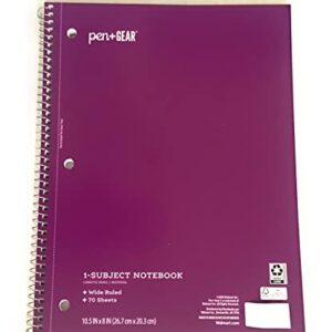 Pen + Gear 1 Subject Notebook, Wide Ruled, 70 Sheets (Yellow & Purple)