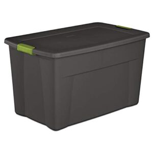 Sterilite 19453V04 35 Gallon/ 132 Liter Latch Tote, Flat Gray Lid & Base w/ Soft Fern Latches, 4-Pack