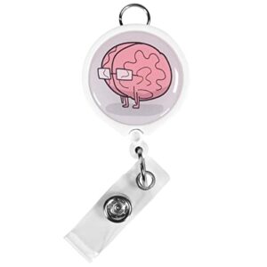 brain retractable id badge reel with belt clip for nurses/office workers/medical professionals by the awkward yeti