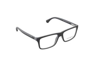 emporio armani ea 3034 5229 rubber black & grey plastic square eyeglasses 55mm