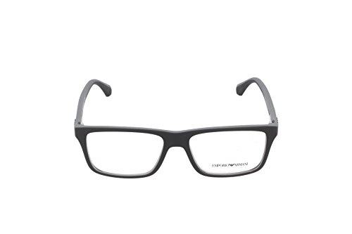 Emporio Armani EA 3034 5229 Rubber Black & Grey Plastic Square Eyeglasses 55mm