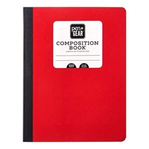 pen + gear composition book, wide ruled, 100 pages, 3 colors, 1-pack