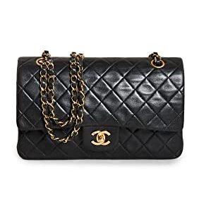 CHANEL Women's Pre-Loved Black Lambskin 2.55 10" Shoulder Bag, Black, One Size