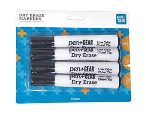 dry erase markers – 4 count black chisel tip