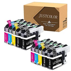 JUSTCOLOR Compatible Ink Cartridge Replacement for Brother LC103XL LC103 use with MFC-J450DW J470DW J475DW J870DW J4510DW J6920DW J4710DW J6520DW J285DW (4 Black, 2 Cyan, 2 Magenta, 2 Yellow)