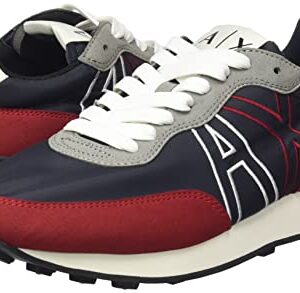 A|X ARMANI EXCHANGE Men's Logo Outline Nylon Sneakers, Navy+Red, 10