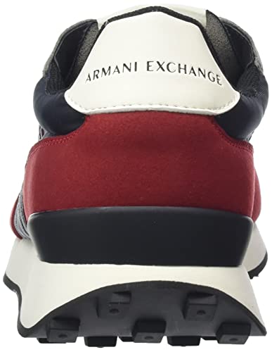 A|X ARMANI EXCHANGE Men's Logo Outline Nylon Sneakers, Navy+Red, 10