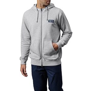 YETI Logo Badge Fleece Full Zip Hoodie, Heather Gray, Large