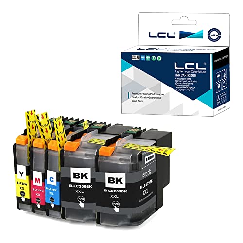 LCL Compatible Ink Cartridge Replacement for Brother LC209 LC205 LC209BK LC205C LC205M LC205Y XXL Super High Yield MFC-J5520DW J5620DW J5720DW (5-Pack 2Black Cyan Magenta Yellow)