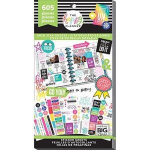 me & my BIG ideas Sticker Value Pack for Classic Planner - The Happy Planner Scrapbooking Supplies - Gold Star Quotes Theme - Multi-Color & Gold Foil - Projects & Albums - 30 Sheets, 605 Stickers