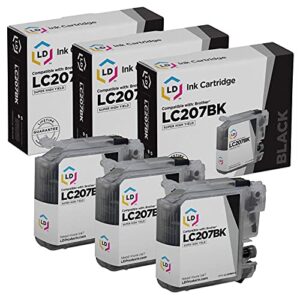ld compatible ink cartridge replacement for brother lc207bk super high yield (black, 3-pack)