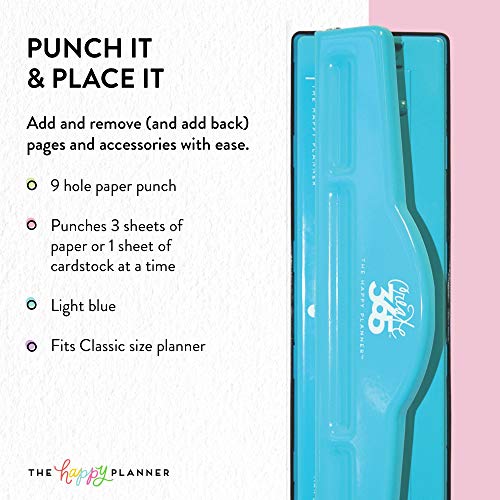 me & my BIG ideas Punch - The Happy Planner Scrapbooking Supplies - 9 Hole Paper Punch For Disc-Bound Planners - Punch Your Own Paper To Include In Your Planner - Classic Size