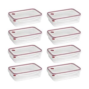 sterilite 03426604 16.0 cup bpa free rectangle ultraseal food storage container, for meal prep, leftovers, or work lunch, dishwasher safe, red, 8 pack