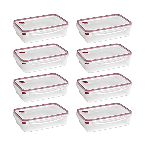 Sterilite 03426604 16.0 Cup BPA Free Rectangle UltraSeal Food Storage Container, For Meal Prep, Leftovers, or Work Lunch, Dishwasher Safe, Red, 8 Pack