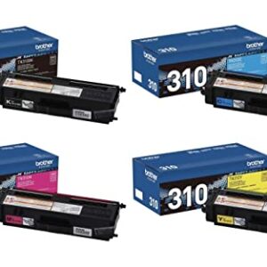 Brother TN315BK High Yield Black and TN310C TN310M TN310Y Standard Yield Color Toner -Cartridge Set