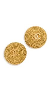 chanel women’s pre-loved coiled rope texture earrings, gold, one size