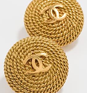 CHANEL Women's Pre-Loved Coiled Rope Texture Earrings, Gold, One Size