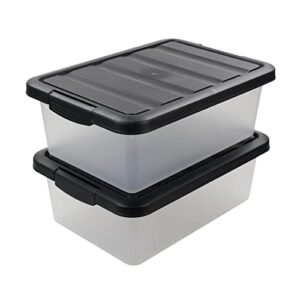 teyyvn 14 l clear storage box, 2-pack plastic storage bin with black lid