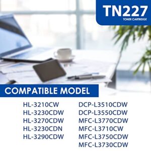 5-Pack (2K/C/M/Y) 𝑯𝒊𝒈𝒉 𝒀𝒊𝒆𝒍𝒅 TN227 Toner Cartridge, LVE Compatible Replacement for Brother TN-227 Toner for HL-3210CW 3230CDW 3270CDW 3230CDN 290CDW DCP-L3510CDW L3550CDW MFC-L3770CDW Printer