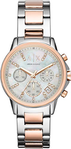 AX ARMANI EXCHANGE Women's Stainless Steel Watch, Color: Two-Tone Rose/Silver (Model: AX4331)