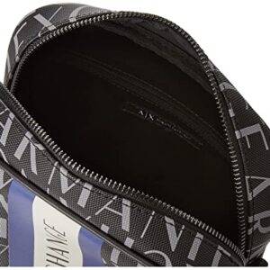 A|X ARMANI EXCHANGE All-Over Logo Eco-Leather Crossbody Bag, Black