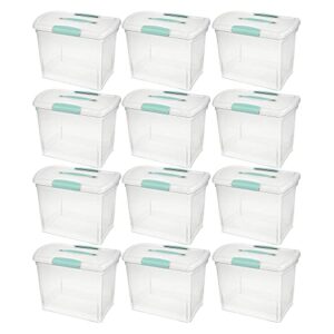 sterilite large nesting showoffs clear file organizer storage box with handle and latches for home, office, craft, hobby, & classroom, clear (12 pack)