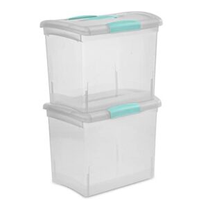 Sterilite Large Nesting ShowOffs Clear File Organizer Storage Box with Handle and Latches for Home, Office, Craft, Hobby, & Classroom, Clear (12 Pack)