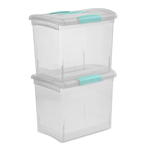 Sterilite Large Nesting ShowOffs Clear File Organizer Storage Box with Handle and Latches for Home, Office, Craft, Hobby, & Classroom, Clear (12 Pack)