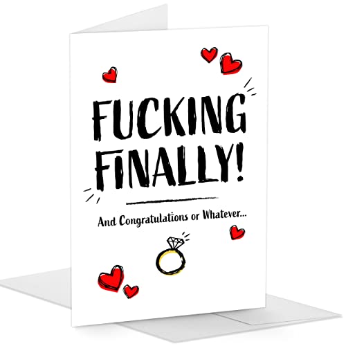 Super Funny Engagement Card by Witty Yeti. 5"x7" Fun Greeting Card. Hilarious Adult Wedding Gift for Bride or Groom. Perfect Way to Say Congratulations at Bridal Shower, Bachelorette or Bachelor Party