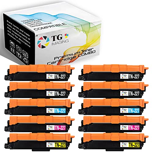 (10 Pack, Extra Black) TG Imaging Replacement for Brother TN227 Toner Cartridge (4B|2C|2Y|2M) High Yield for HL-L3290CDW HL-L3210CW HL-L3230CDW HL-L3290CDW Toner Printer