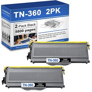 lkkj (high yield) 2 pack tn360 toner cartridge compatible tn-360 black toner cartridge replacement for brother dcp-7030 hl-2120 2140 2170w 2430n mfc-7340 7840w printer toner cartridge.
