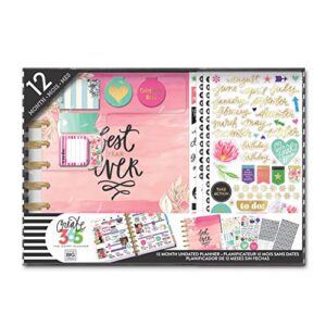 me & my big ideas the happy planner box kit – best year ever theme – 12 month undated – vertical layout – 4 sheets of stickers, 2 magnetic bookmarks, 4 sticky note pads – classic size