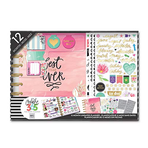 me & my BIG ideas The Happy Planner Box Kit - Best Year Ever Theme - 12 Month Undated - Vertical Layout - 4 Sheets of Stickers, 2 Magnetic Bookmarks, 4 Sticky Note Pads - Classic Size