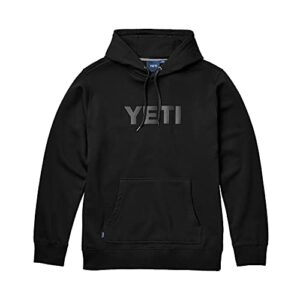 yeti logo badge fleece pullover hoodie, black, medium