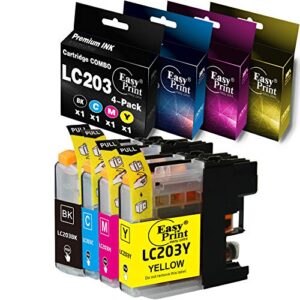 easyprint (1xset, bcmy) compatible lc203xl ink cartridge replacement for lc-201xl lc-203xl used for brother mfc-j4320dw, mfc-j4420dw, mfc-j460dw, mfc-j480dw, mfc-j680dw, mfc-j880dw, mfc-j885dw
