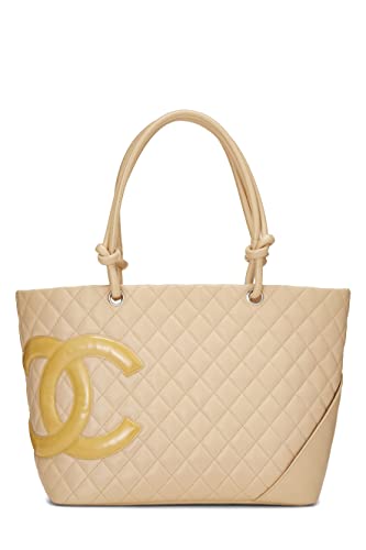 CHANEL, Pre-Loved Beige Quilted Calfskin Cambon Ligne Tote Large, Beige