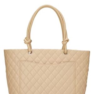 CHANEL, Pre-Loved Beige Quilted Calfskin Cambon Ligne Tote Large, Beige